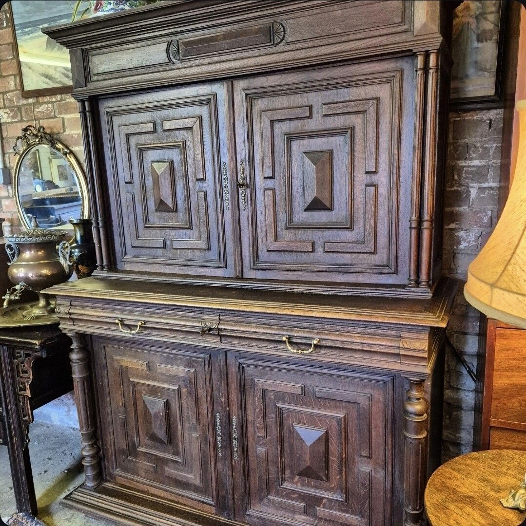 A Handsome Provincial French Oak Circa 1880 Geometric Sideboard Larder Cupboard photo Furniture