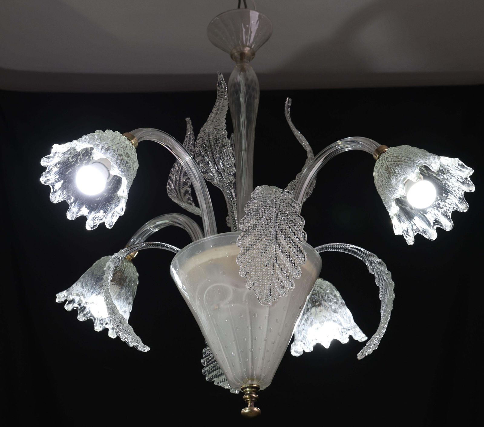 photo furniture Italian Art Deco Chandelier By Barovier & Toso "Bubble" Murano Glass, 1940s