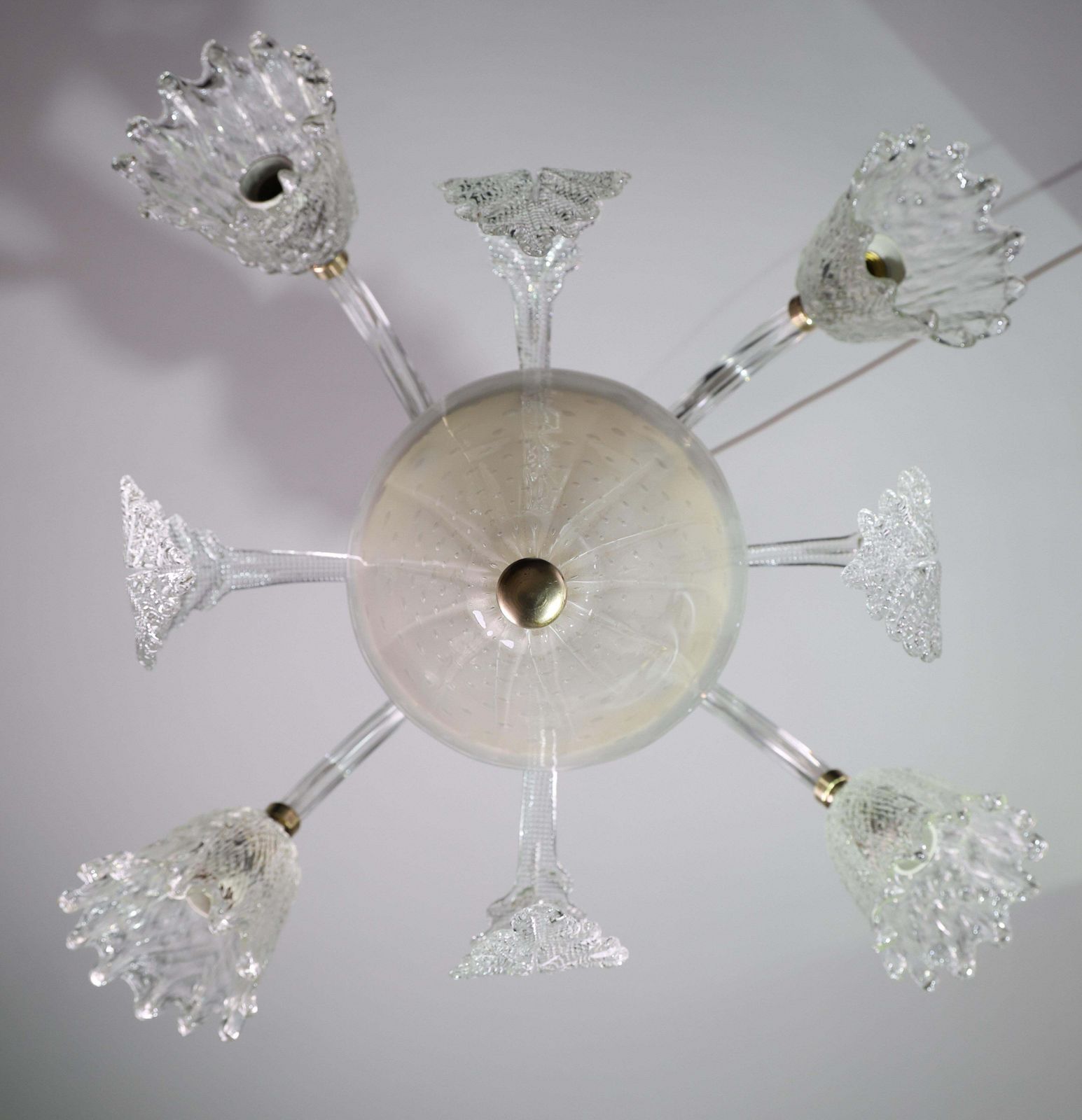 2664.0 Italian Art Deco Chandelier By Barovier & Toso "Bubble" Murano Glass, 1940s photo
