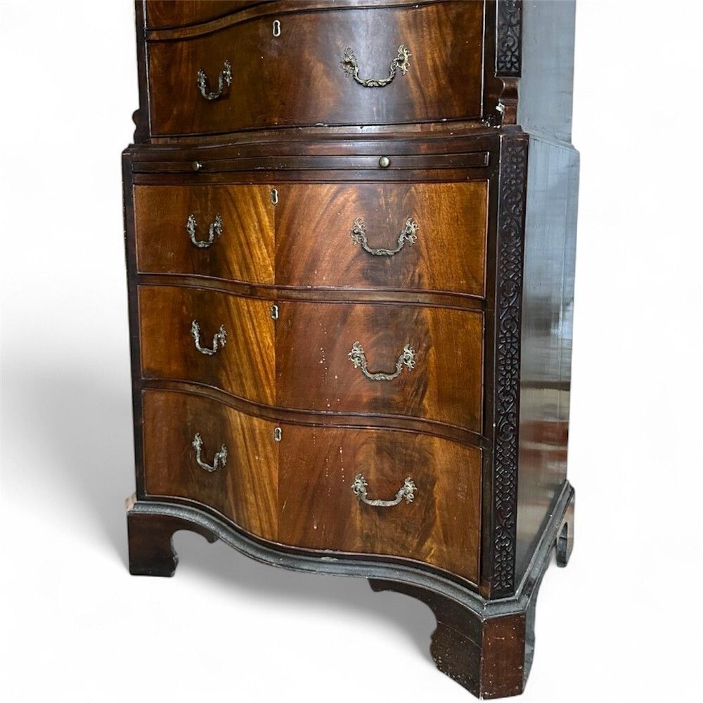 Late 19th Century Mahogany Serpentine Front Chest On Chest photo for sale