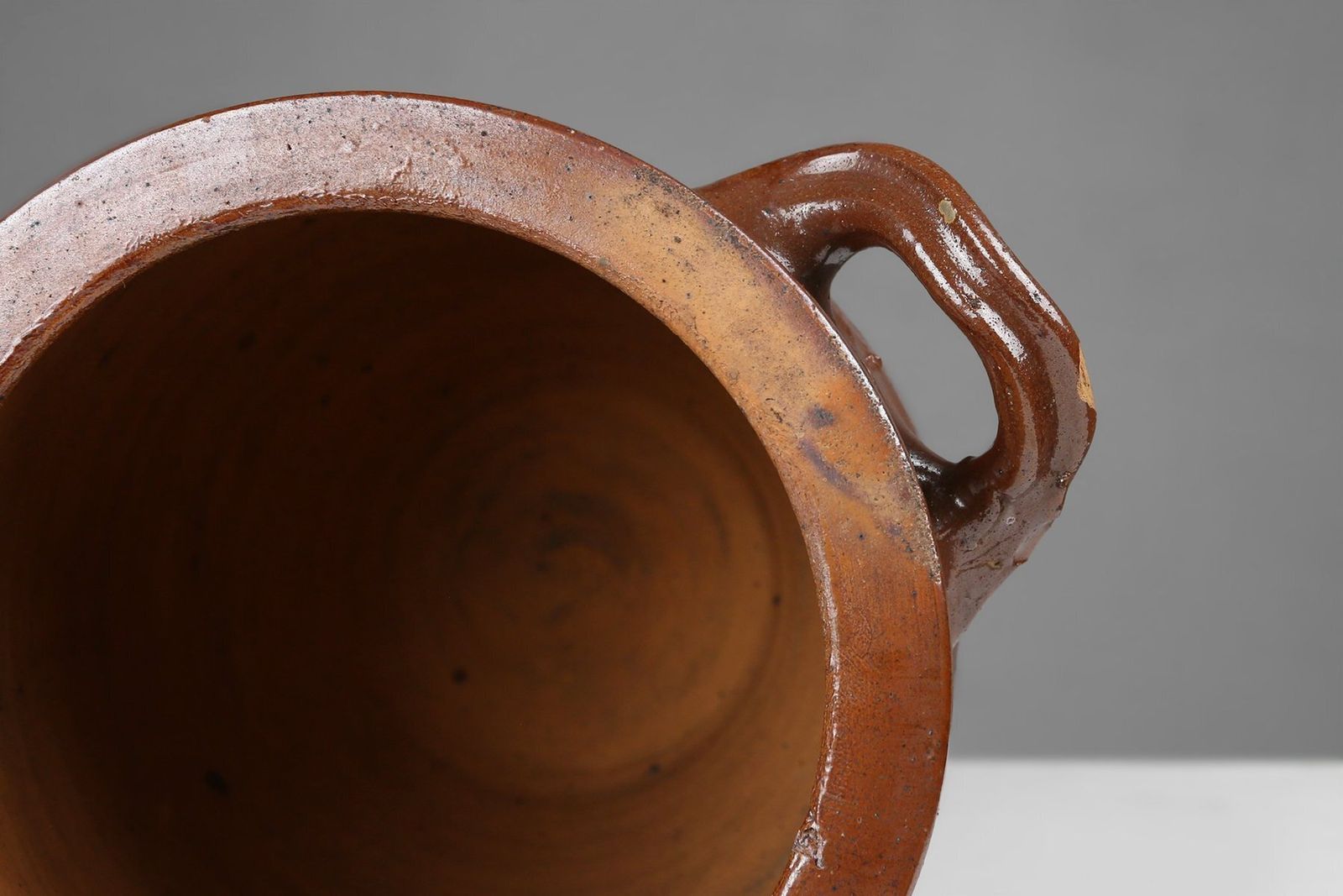 Large Glazed Brown Ceramic Pot, Belgium, 1800s photo vintage