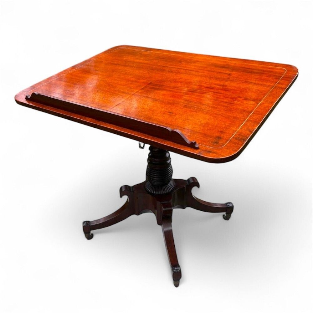 Early 19th Century Mahogany Music Table With Brass Inlay photo furniture