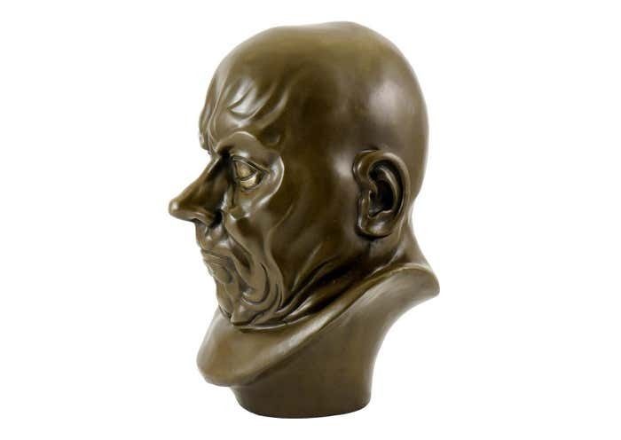 Neoclassical Bronze Character Dead Bust, Dark Patina, 18th Century Style photo vinterior