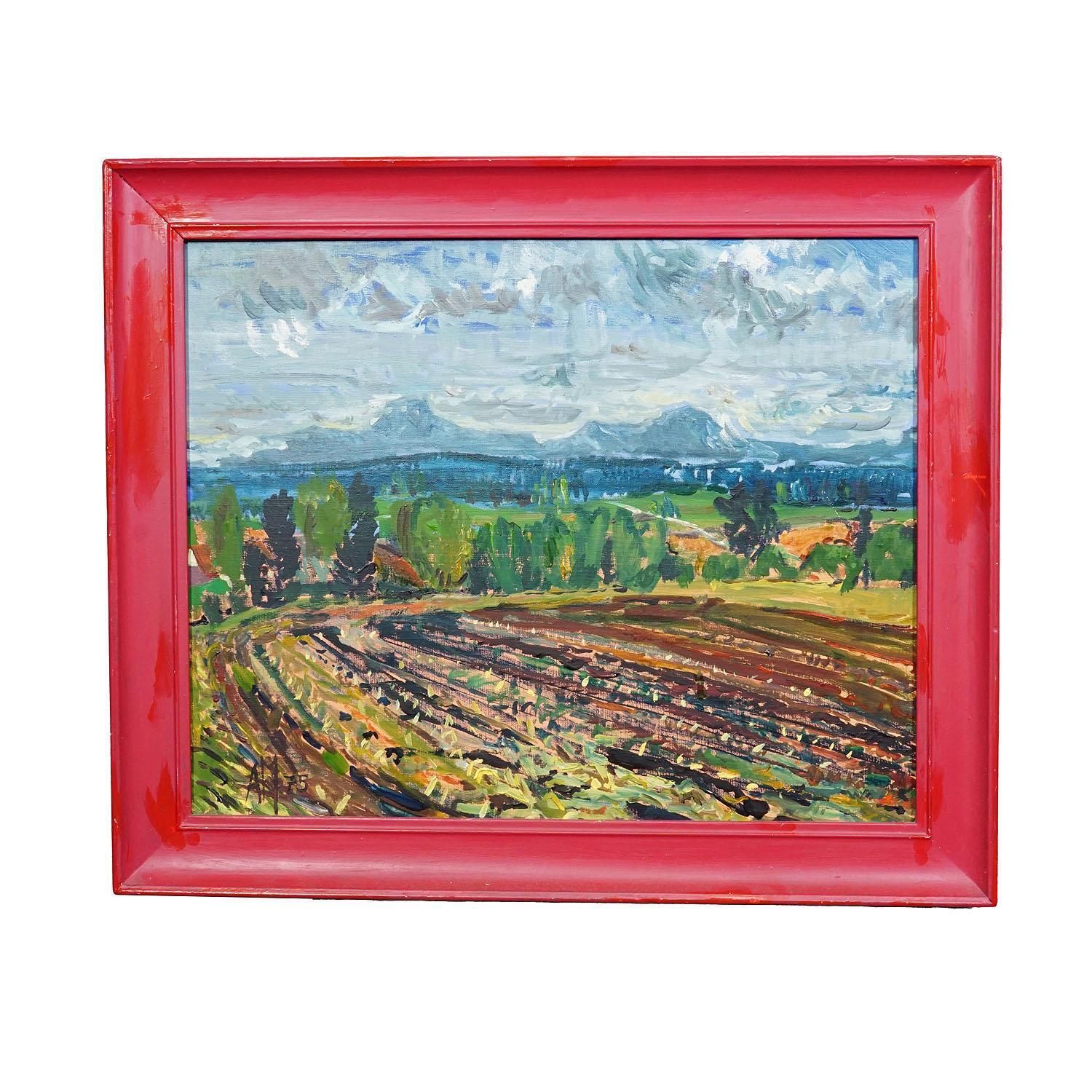 Alexander Michael Oil Painting Of A Landscape With Field, 1975 photo furniture