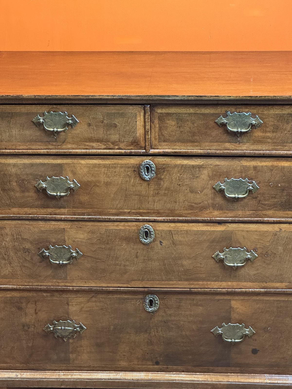 Antique George I Feather Banded Walnut Chest Of Drawers photo vinterior