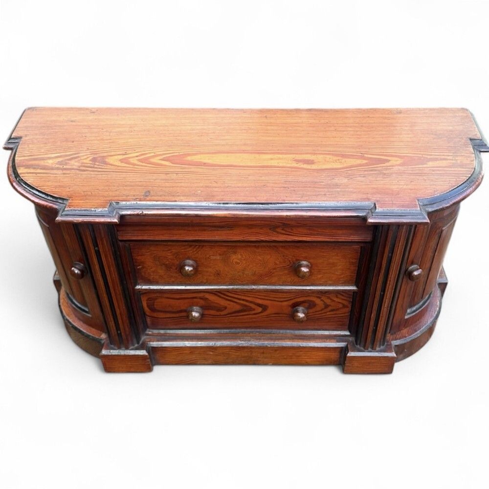 Victorian Pitch Pine Apprentice Cabinet With Ebonised Moulding photo for sale