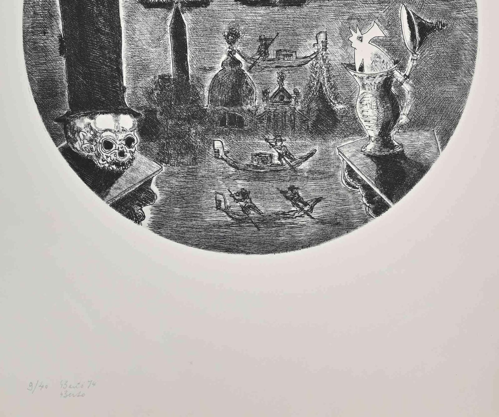 Gianpaolo Berto The Cat   Etching By Gianpaolo Berto   1974. photo furniture