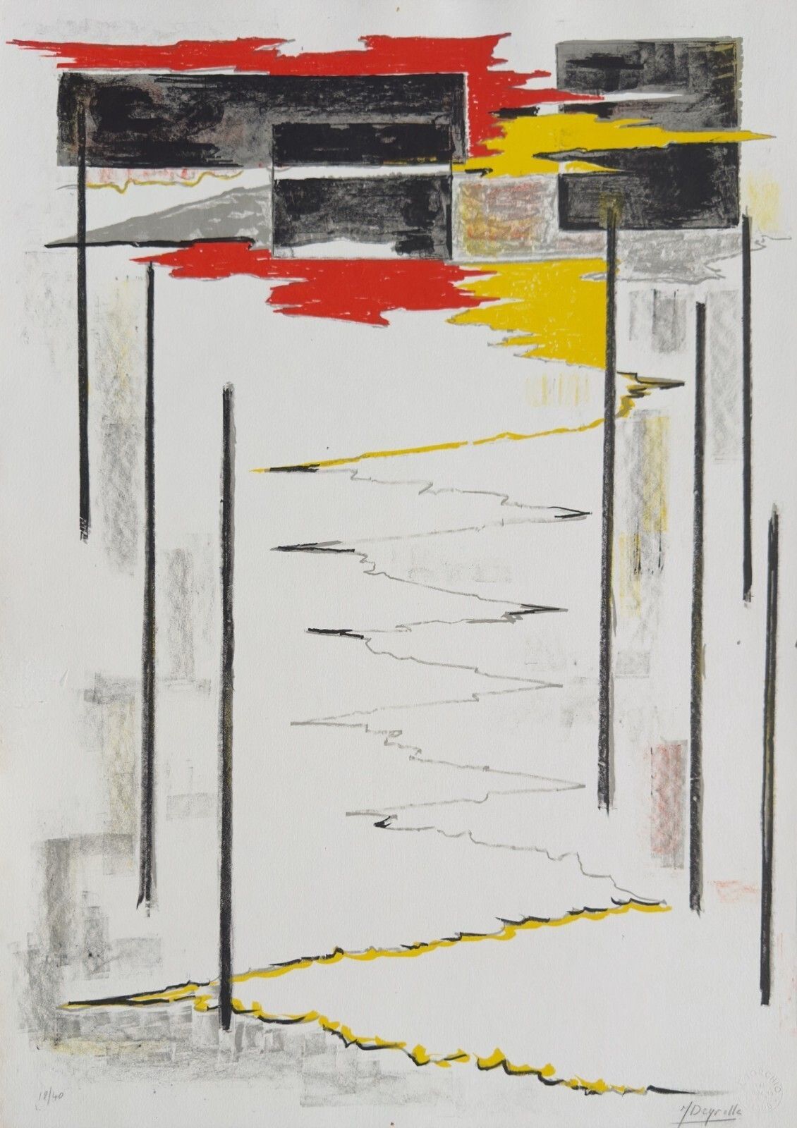 Jean Deyrolle   Original Lithograph Signed Numbered Lamer 1964 Abstract Art.