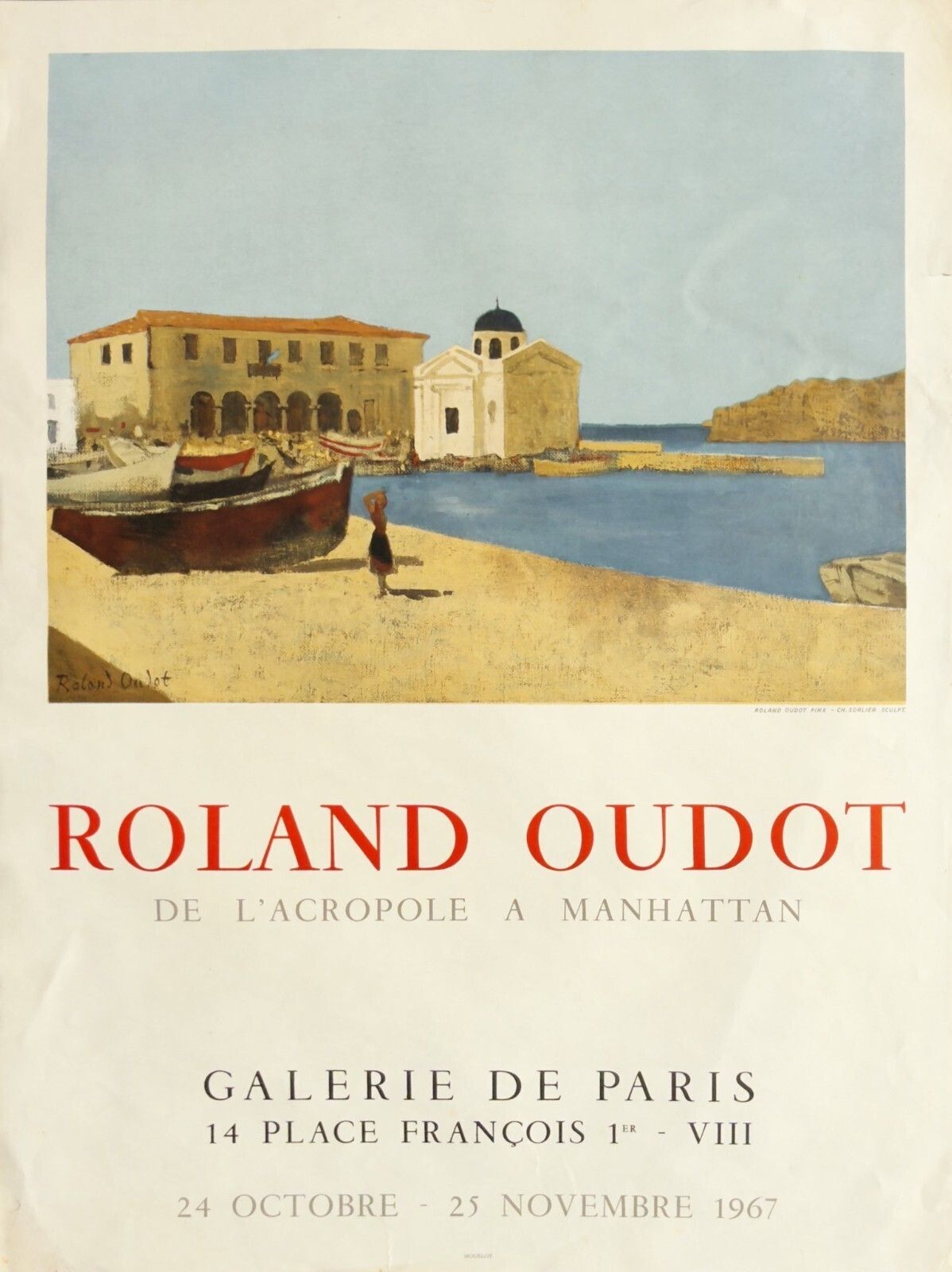 Roland Oudot   Poster Poster In Lithography Expo 1967 Galerie De Paris Mourlot.