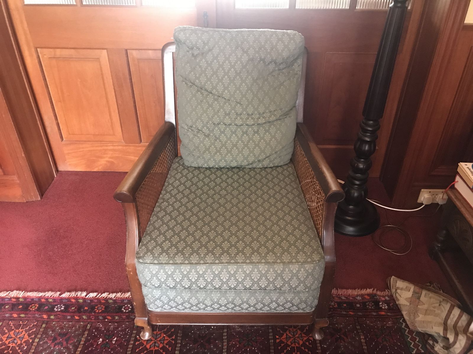 Bergere Sofa And Two Arm Chairs In Need Of Some Restoration. photo for sale