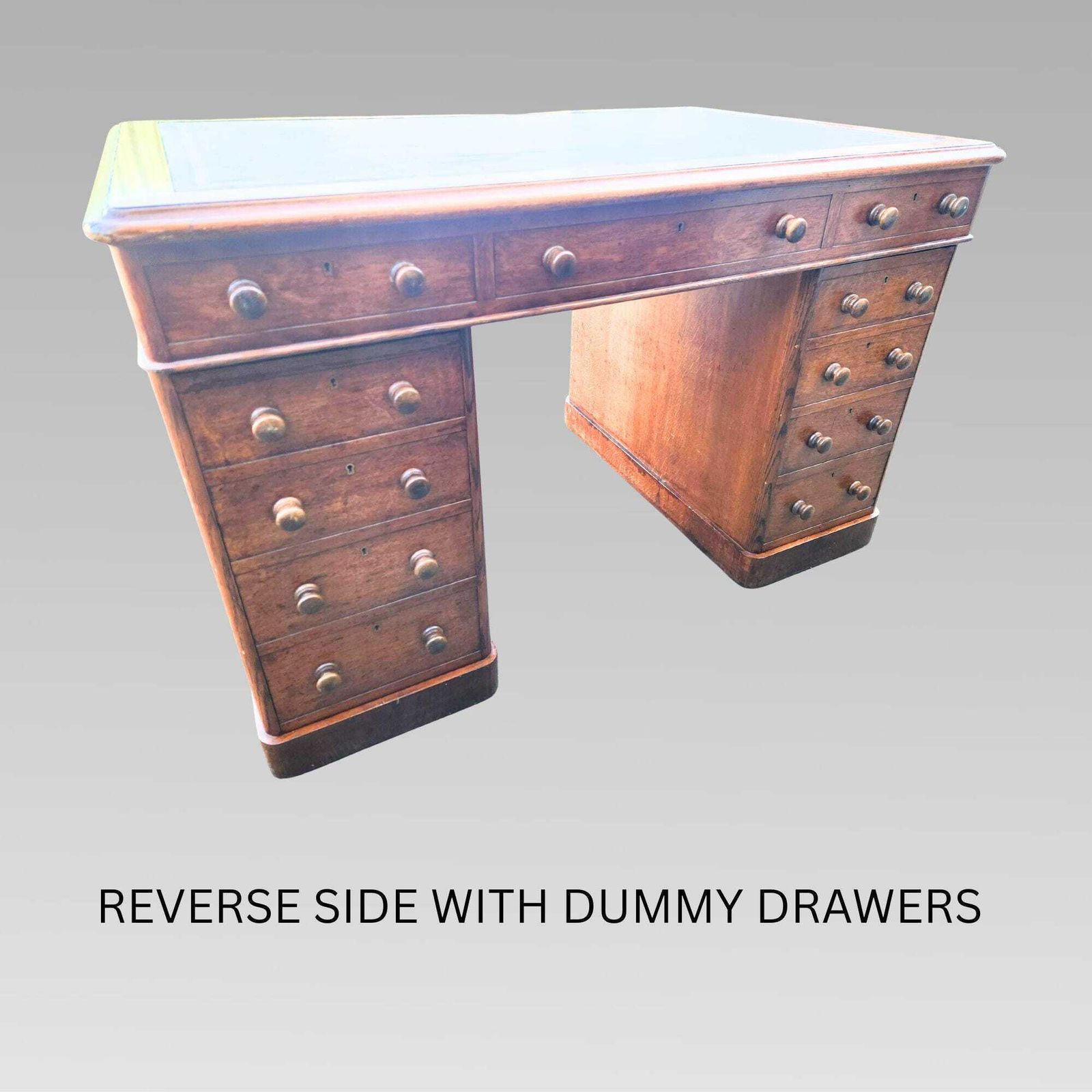 Furniture Exceptional Antique Victorian Oak Pedestal Office Partners Writing Desk photo
