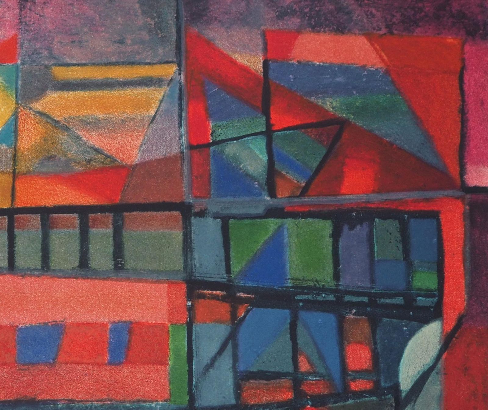 Alfred Manessier Construction Of The Bridge In Red   Lithograph, Mourlot 1972 photo buy