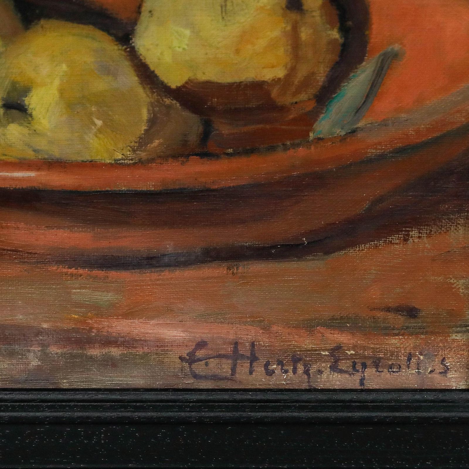 Cecile Hertz Eyrolles (1875 1974)   Framed Oil, A Bowl Of Quinces photo vintage