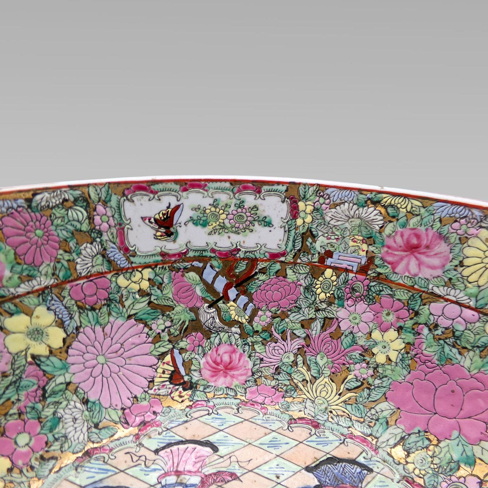 Stunning Antique Oriental Chinese Da Qing Guangxu Nian Zhi Famille Rose Bowl photo vintage