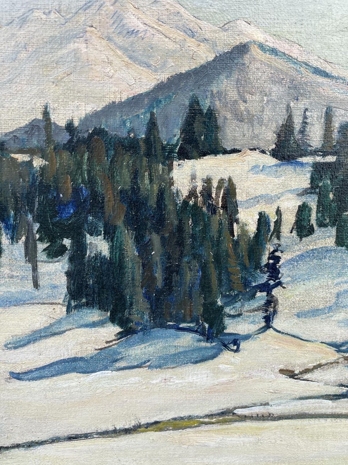 Snowy Alpine Landscape Oil On Canvas   Harald Tillberg photo vintage