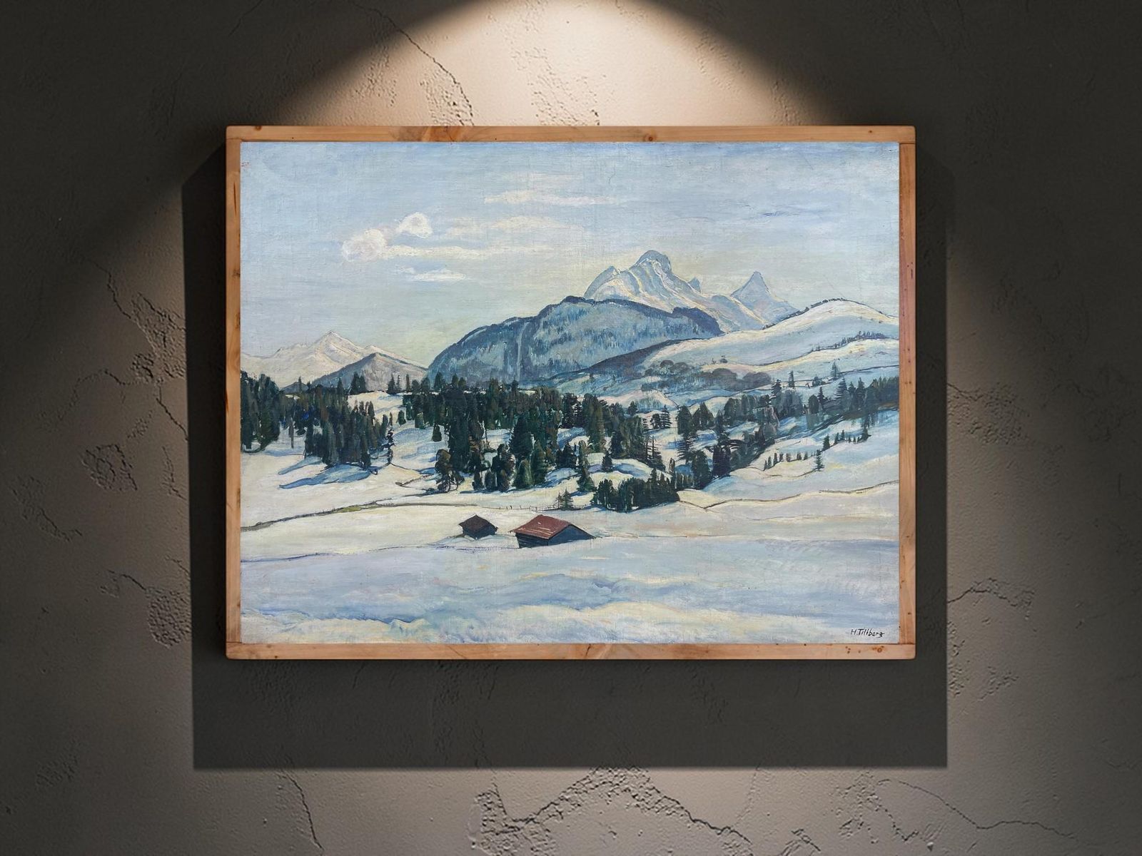 photo buy Snowy Alpine Landscape Oil On Canvas   Harald Tillberg