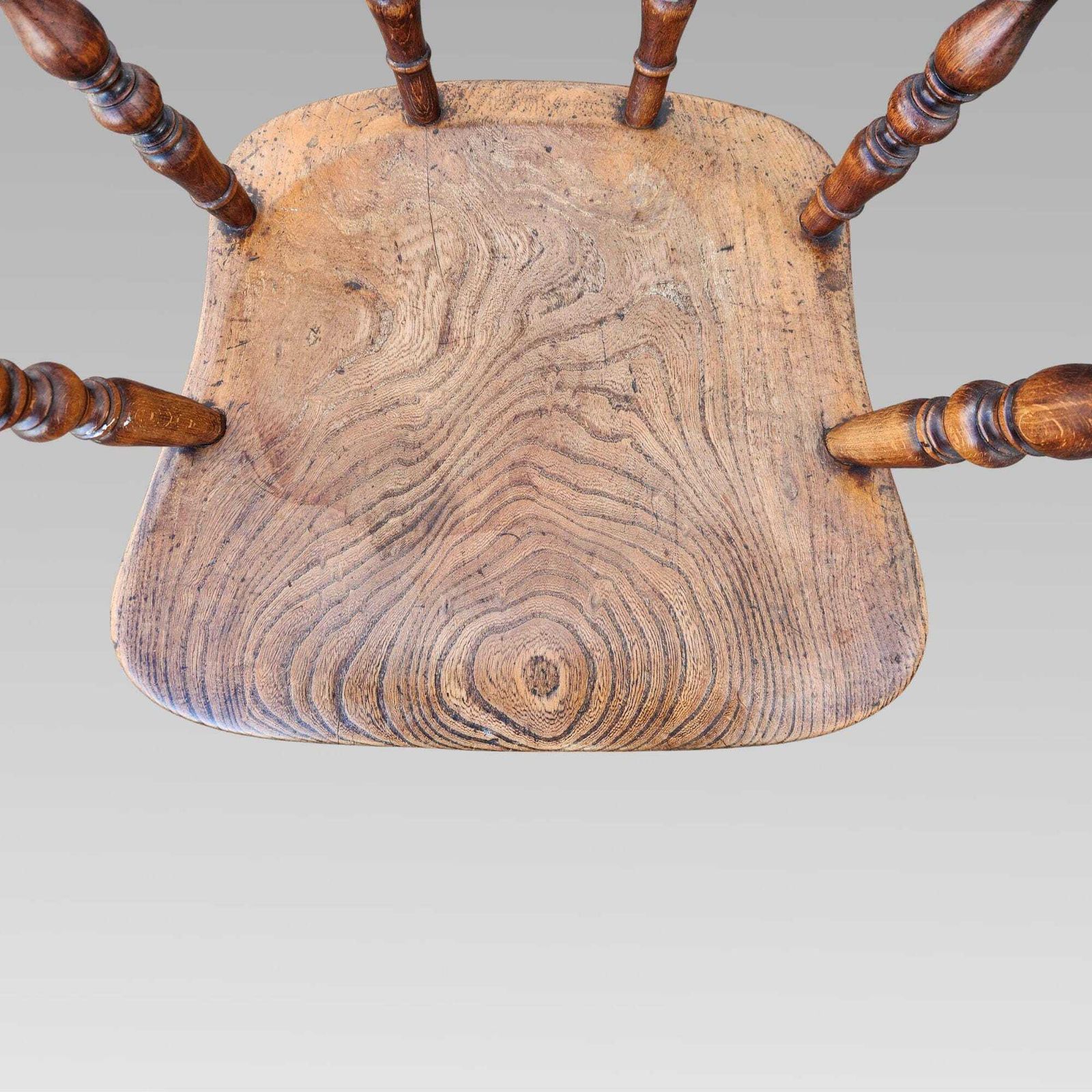 Stunning Antique 19th Century Elm & Beech Smokers Bow Captains Arm Chair photo 625.0