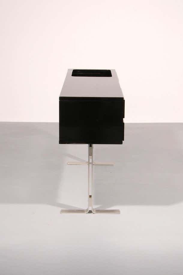 Stunning Willy Rizzo Bar / Sideboard In Black & Stainless Steel, Italy 1969 photo buy