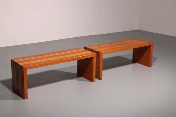 photo vinterior Elegant Italian Mid Century Beechwood Bench (1960s)