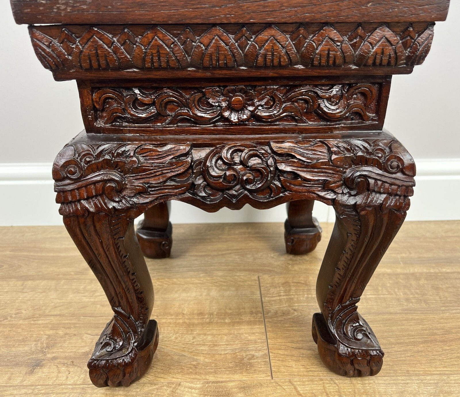 Plant Stand Vintage Chinese Style Mahogany Carved Table photo Home Decor