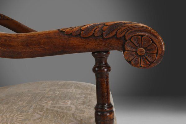 Antique Renaissance Throne Armchair In Carved Oak, France, 1850s photo furniture