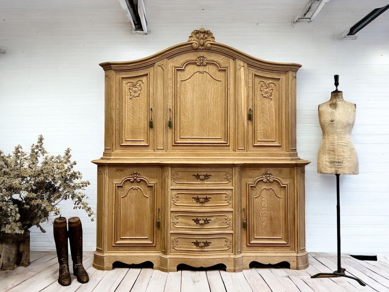 Large Antique Oak French Dresser Housekeepers Cupboard