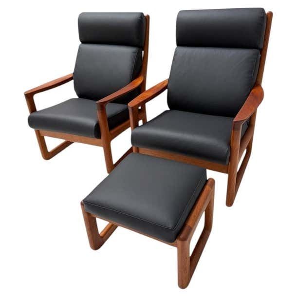 Mid Century Modern Chairs And Hocker By Johannes Andersen For Silkeborg, 1960s
