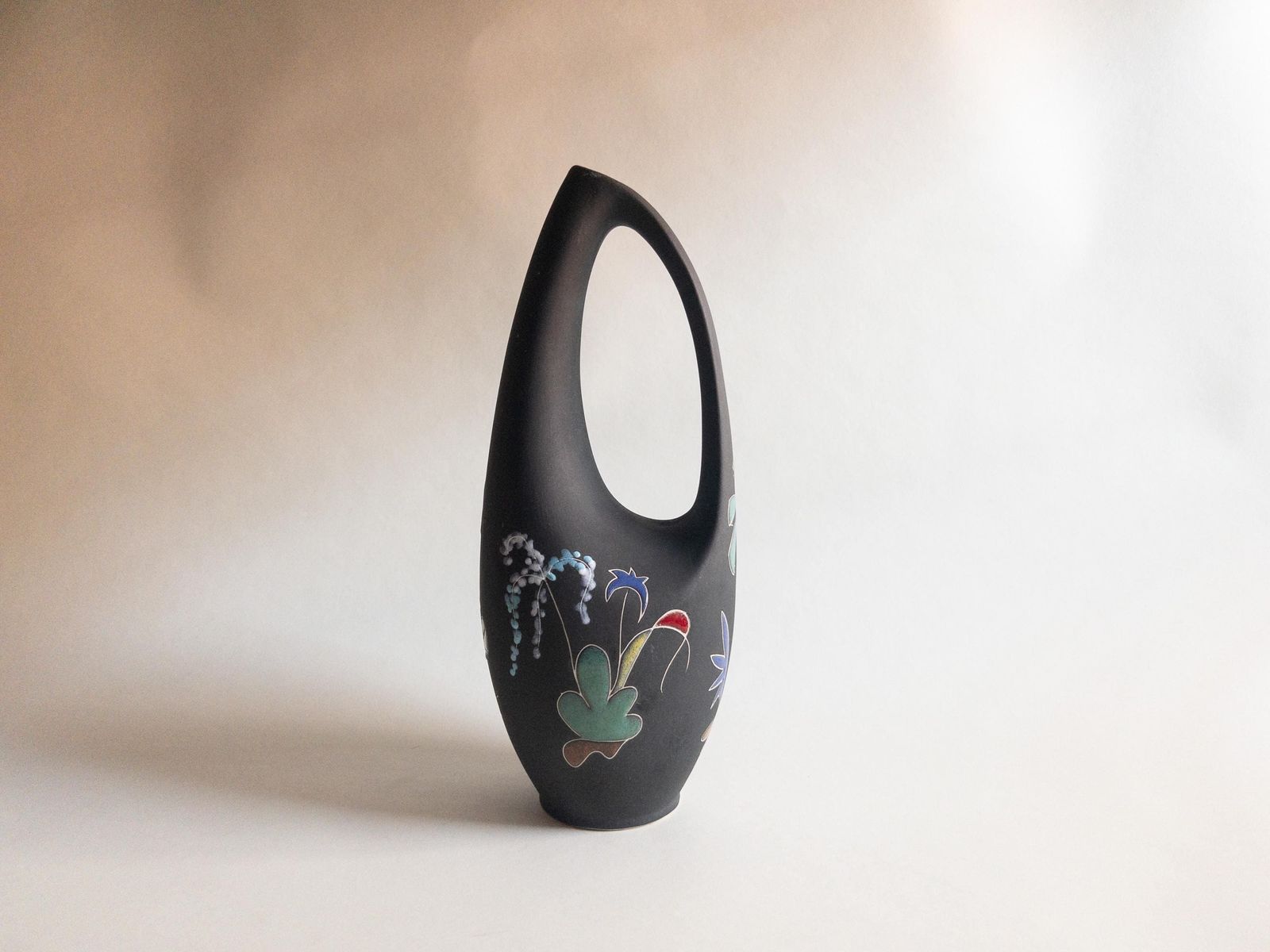Keto Keramik Black Matte Vase: West German Pottery, Surreal Decor (32cm) photo Home Decor
