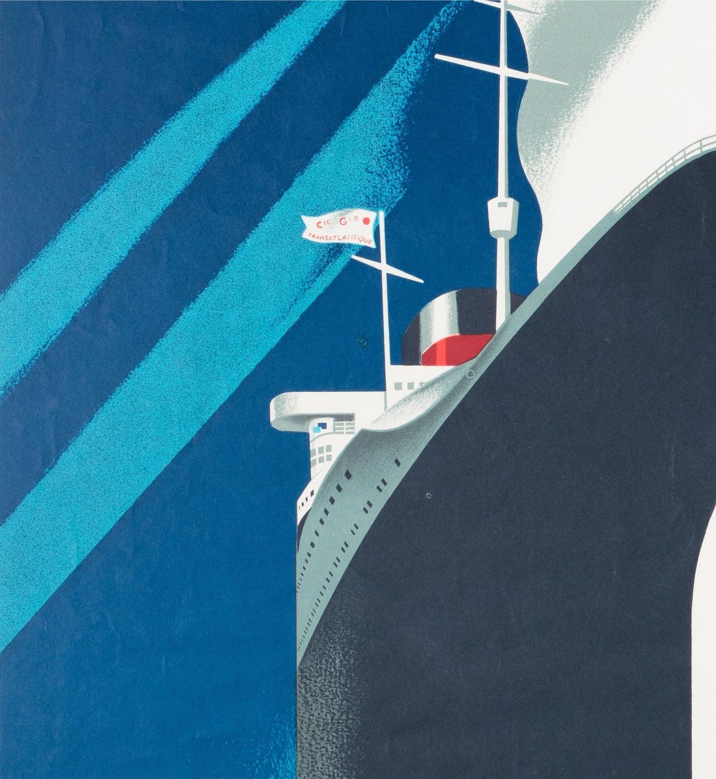 Cie Gle Transatlantique 1950s French Line Large Travel Poster Paul Colin photo 1654.0