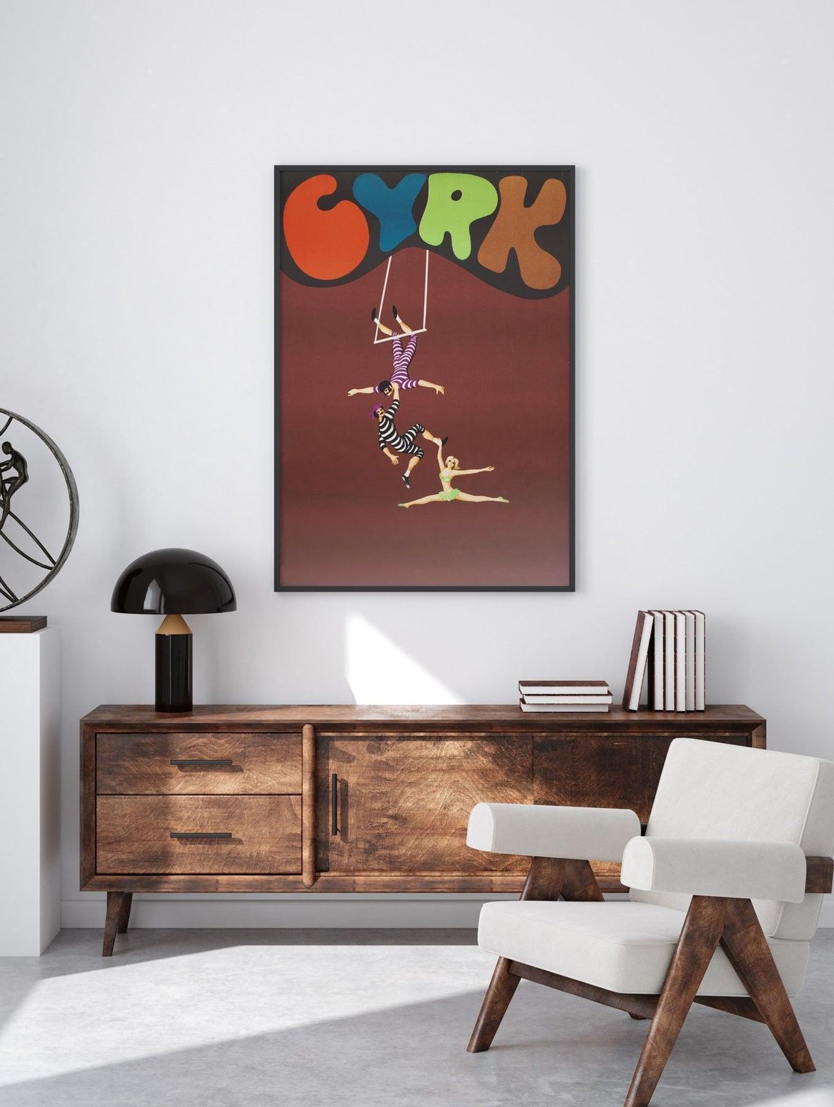 Cyrk Hanging Acrobats 1975 Polish Circus Poster, Jan Kotarbinski photo furniture