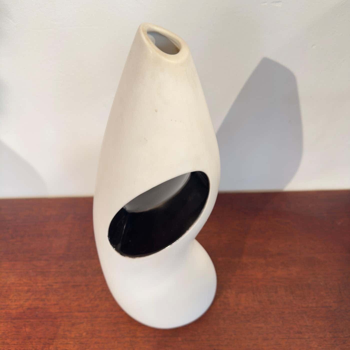 1980s White And Black Ceramic Vase With Organic Abstract Design By Fos Italy photo furniture