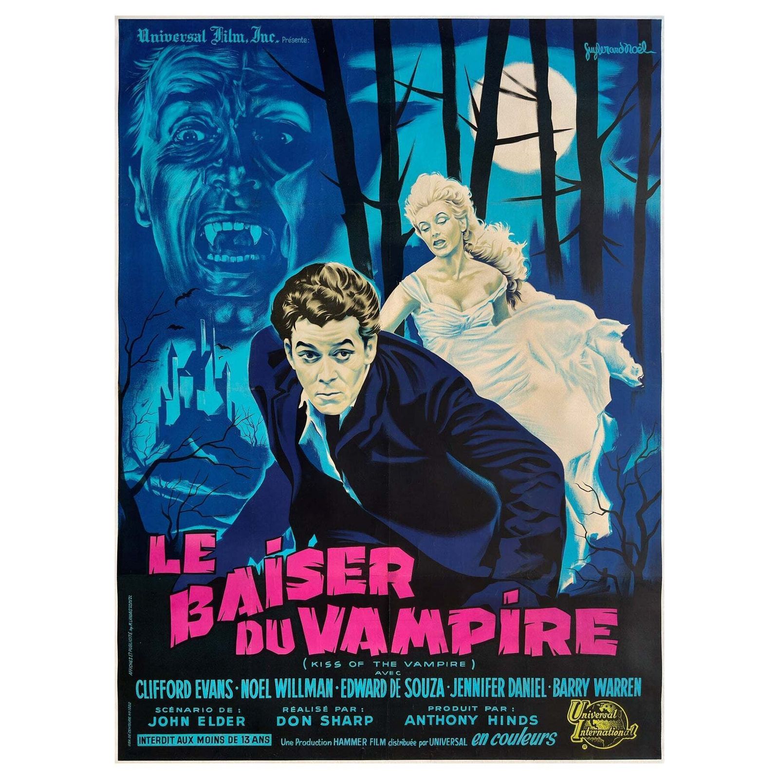 The Kiss Of The Vampire 1964 French Grande Film Poster, Guy Gerard Noel
