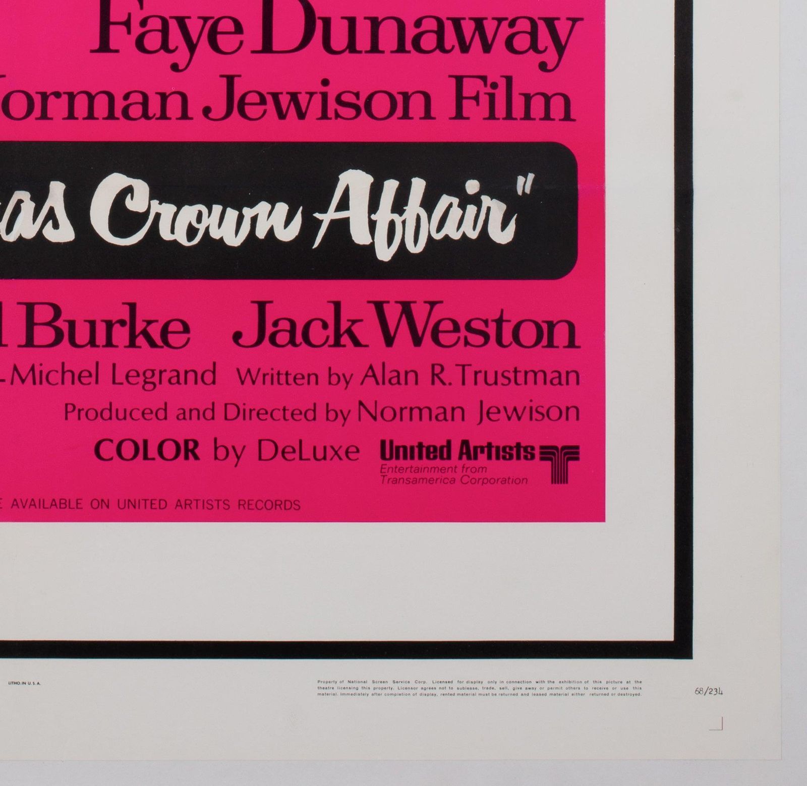 The Thomas Crown Affair 1968 Us 1 Sheet Film Poster photo vintage