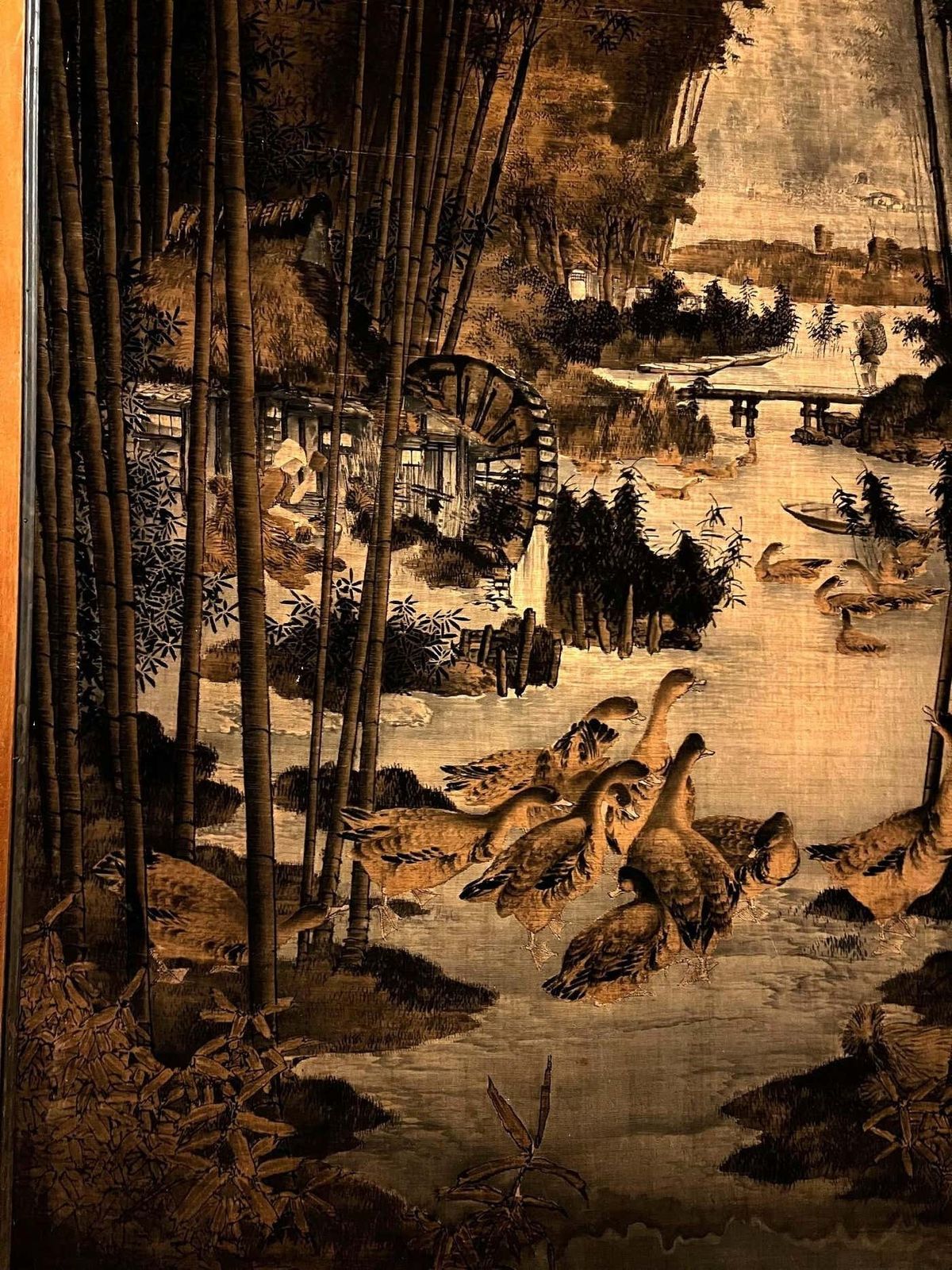 Tapestry On Canvas Depicting Landscape, Provenance Japan photo 3730.0