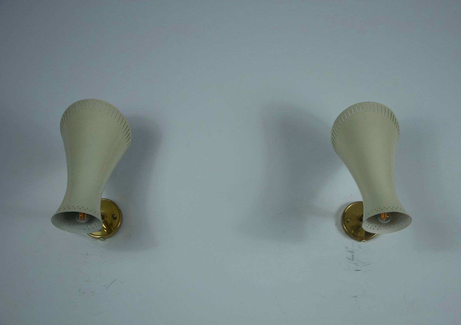 2798.0 Pair Of Mid Century Modern Brass Diabolo Wall Lamps, Germany, 1950s photo