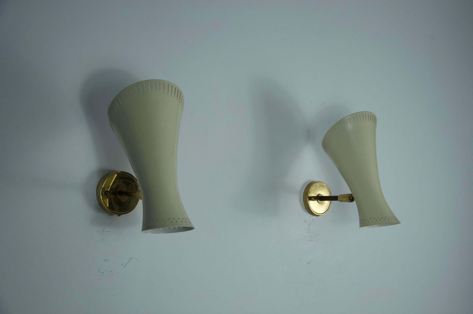 photo buy Pair Of Mid Century Modern Brass Diabolo Wall Lamps, Germany, 1950s