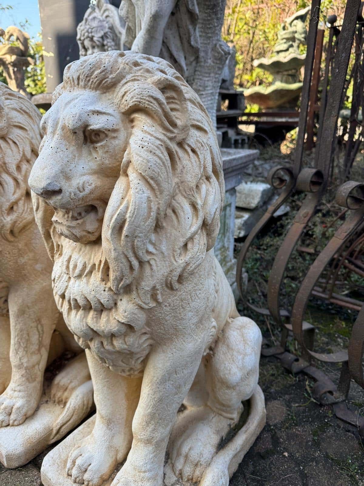 photo furniture Pair Of Artificial Stone Entrance Lions, Italy