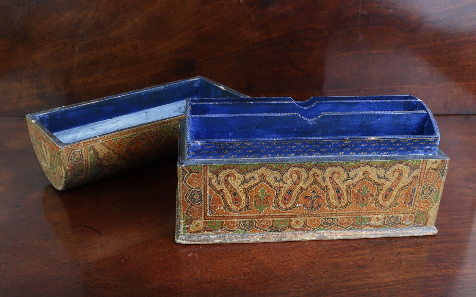 Antique Kashmiri Dome Topped Stationary Box. Late 19th Century photo 650.0