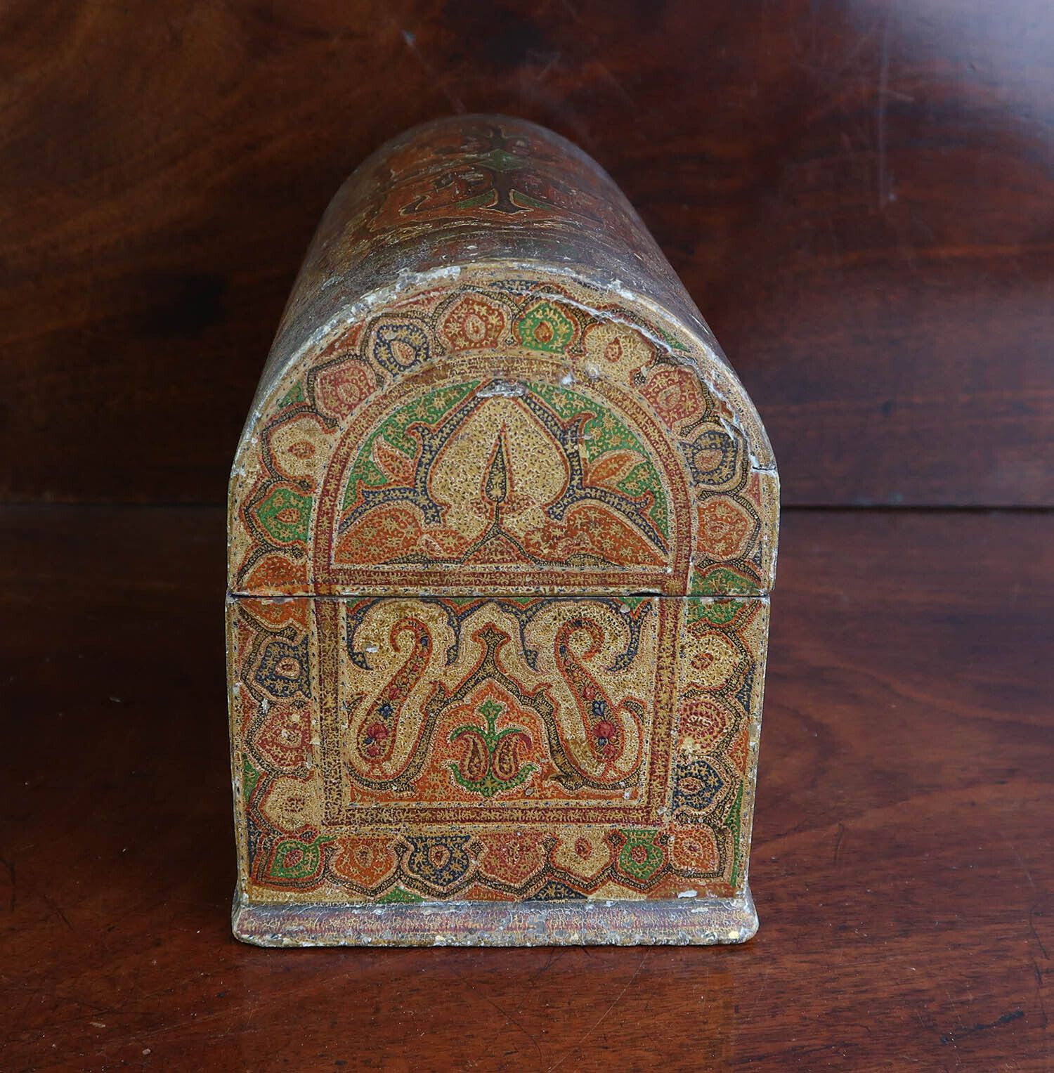 Antique Kashmiri Dome Topped Stationary Box. Late 19th Century photo vintage