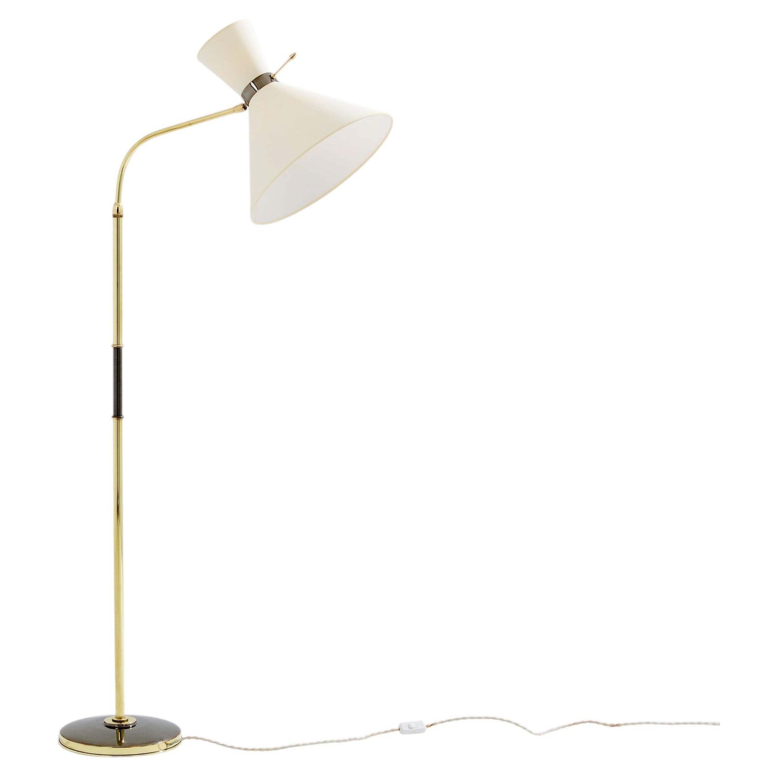 Lampadaire Maison Lunel Diabolo en laiton et métal gun, années 1950