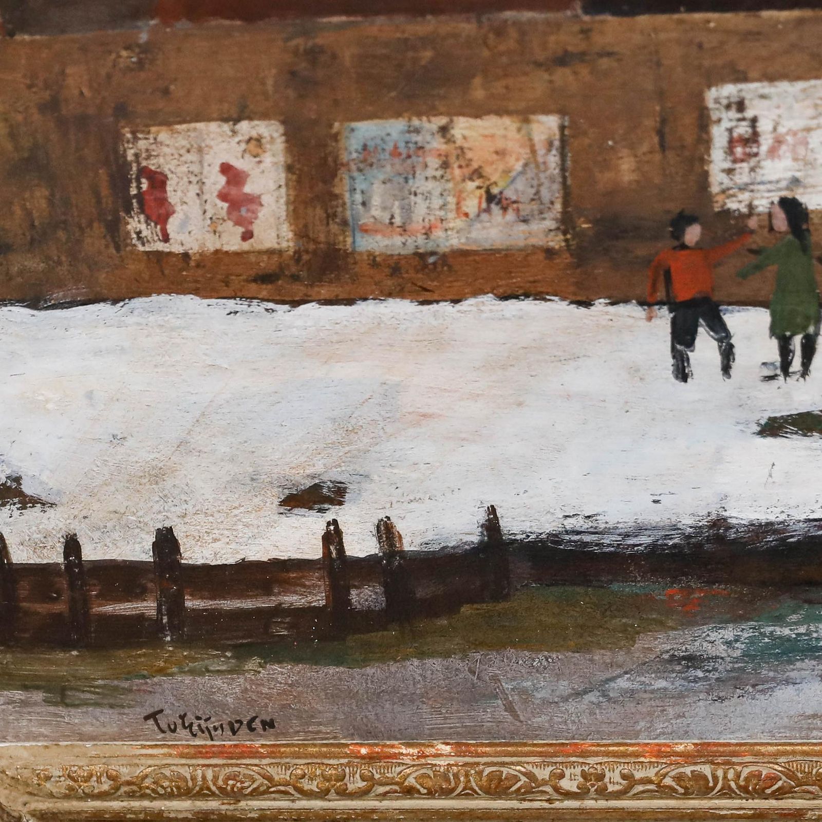 Tadeus Van Eijsden (1900 1980)   Framed Oil, Snow Day By The Canal photo buy