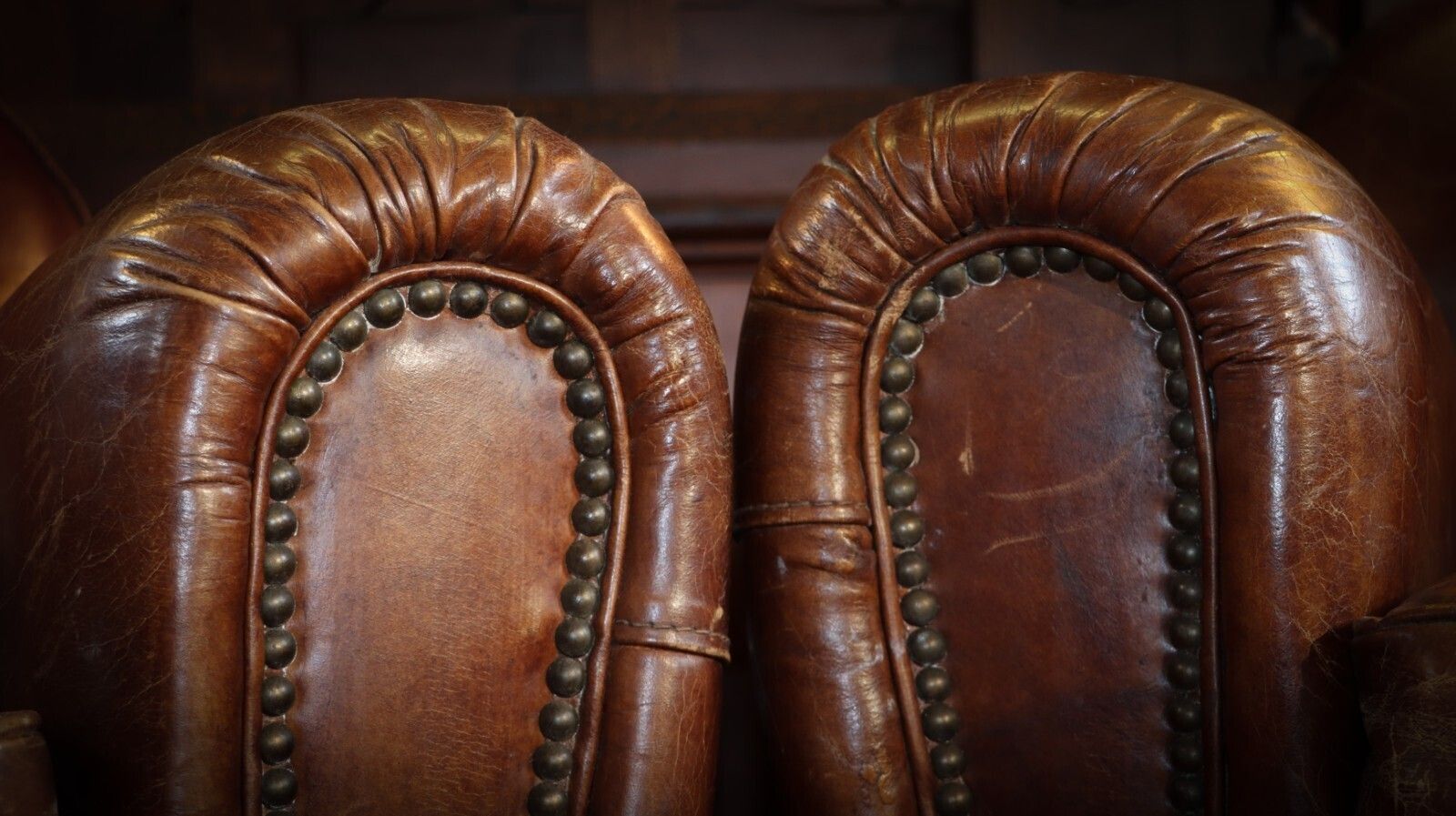 photo for sale Stunning Pair Timothy Oulton Flea Market Leather Club Armchairs