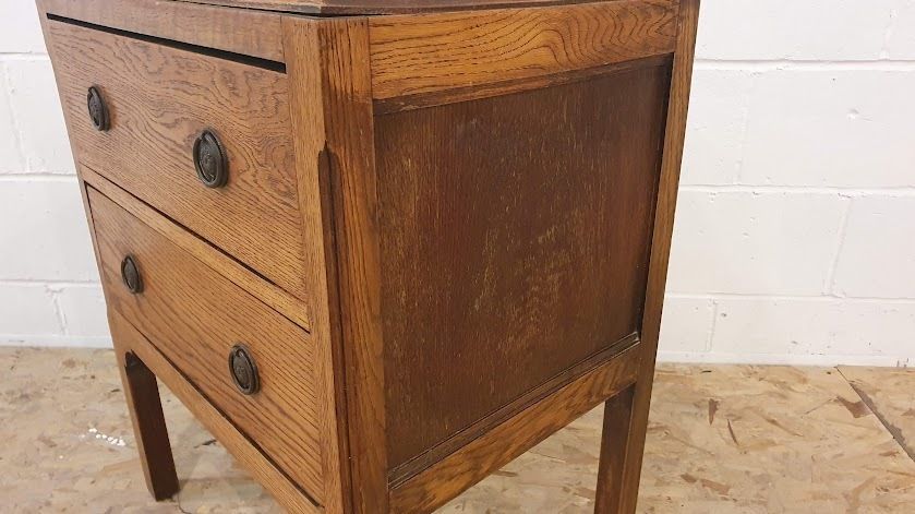 Petite 1920s Antique Golden Oak Chest Of Two Drawers photo Furniture