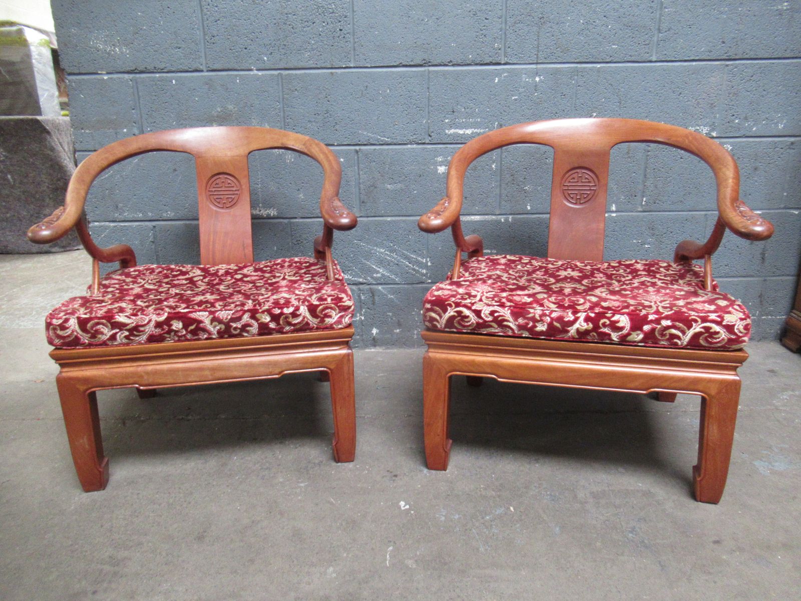 A Pair Of Chinese   Hard Wood  Arm Chairs