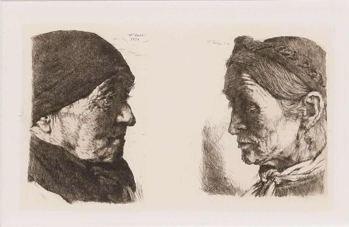 Wilhelm Leibl (1844 1900)   Framed 1874 Etching, Elderly Man And Woman photo furniture