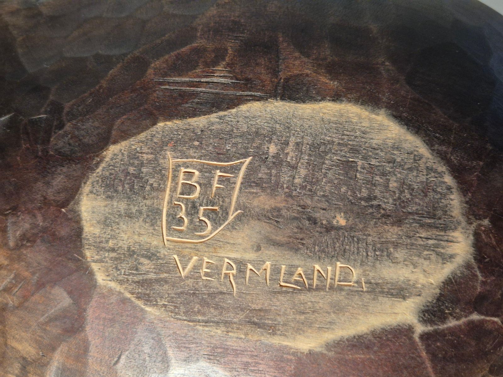 Bo Fjæstad, Decorative Bowl In Hand Cut Wood, Rackstadgruppen / Arts & Crafts. photo 1073.0