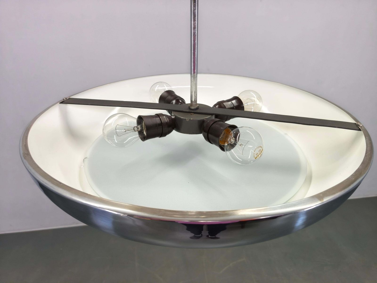 Bauhaus Ufo Chandelier By Josef Hurka For Napako, 1930s photo vinterior
