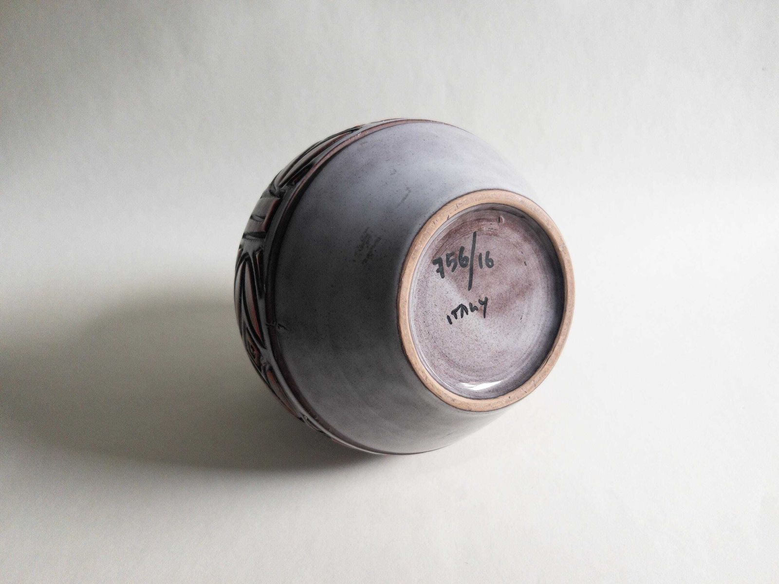 Alvino Bagni Vase: Mid Century Italian Ceramic With Red Graphic Pattern photo vinterior