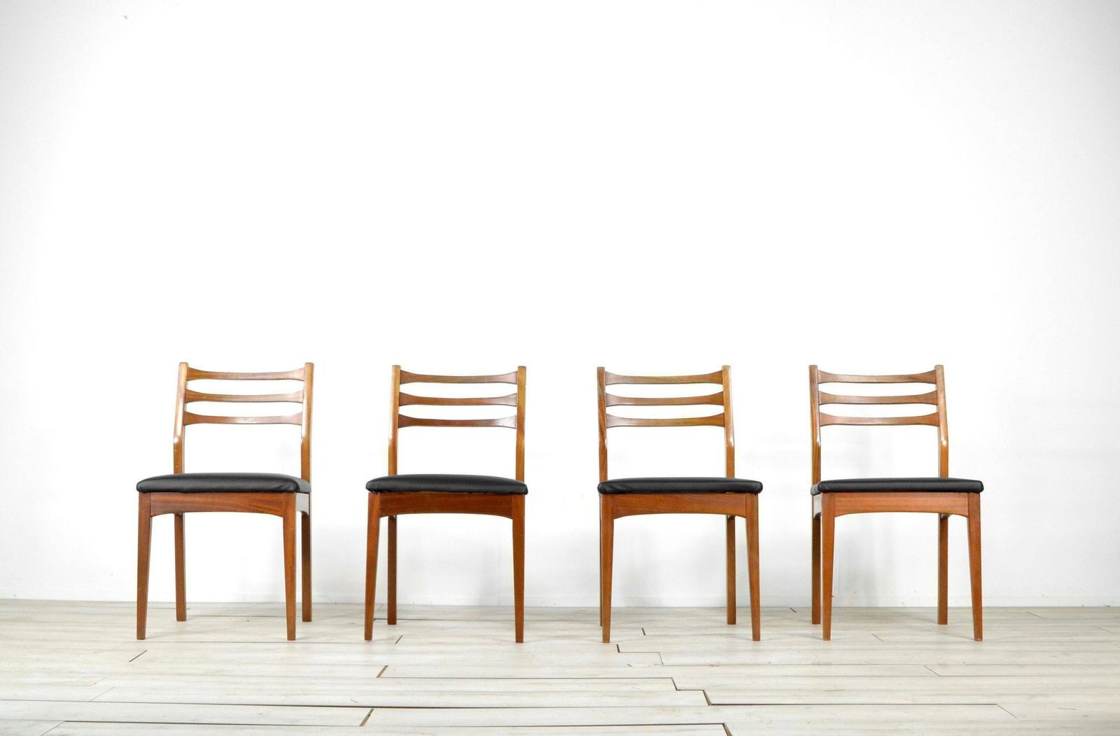 Set Of 4 Midcentury 'Meredew' Teak Chairs. Vintage Modern / Retro / Danish Style