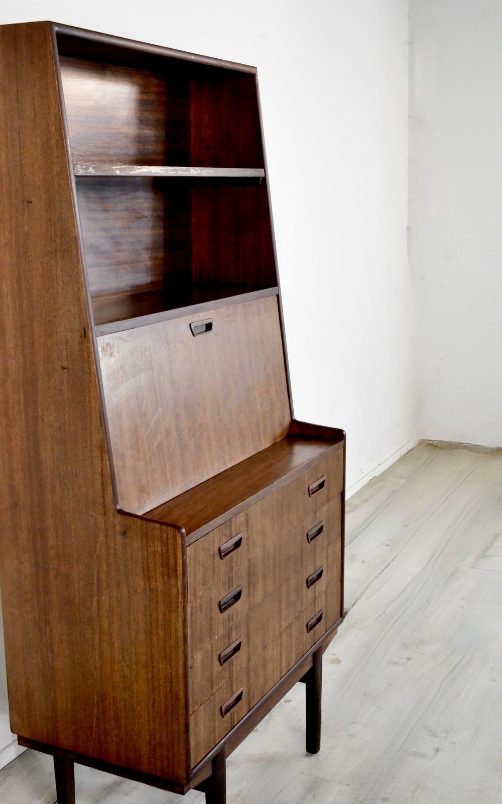 Midcentury Danish Bookcase / Bureau In Stunning Afromosia. Vintage Modern / Retro / Scandinavian. photo 899.0